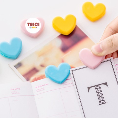 <Video Review> Kẹp Bướm Giữ Giấy Ghi Chú Tài Liệu Đánh Dấu Sách Đồ Dùng Văn Phòng Hình Trái Tim Cute Nhiều Màu D045