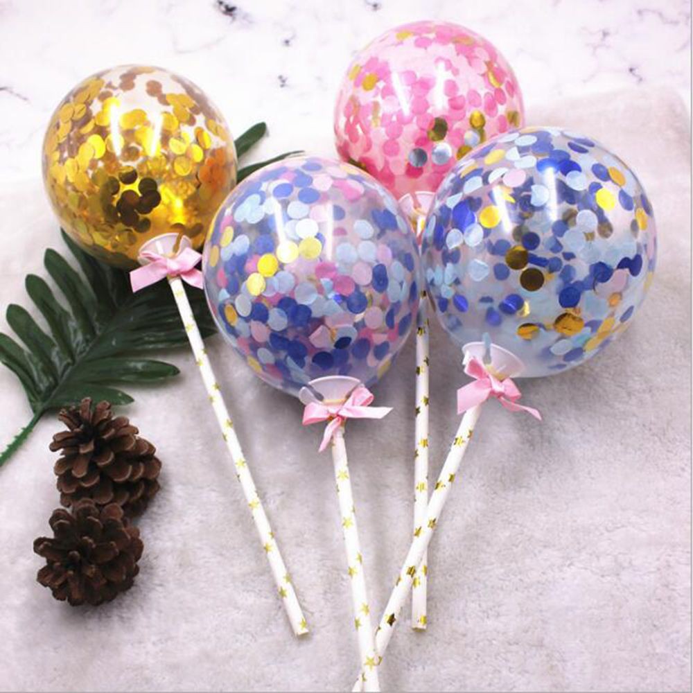 Dessert Party Decal Mini Cake Topper Insert Latex Confetti Straw Ribbon
