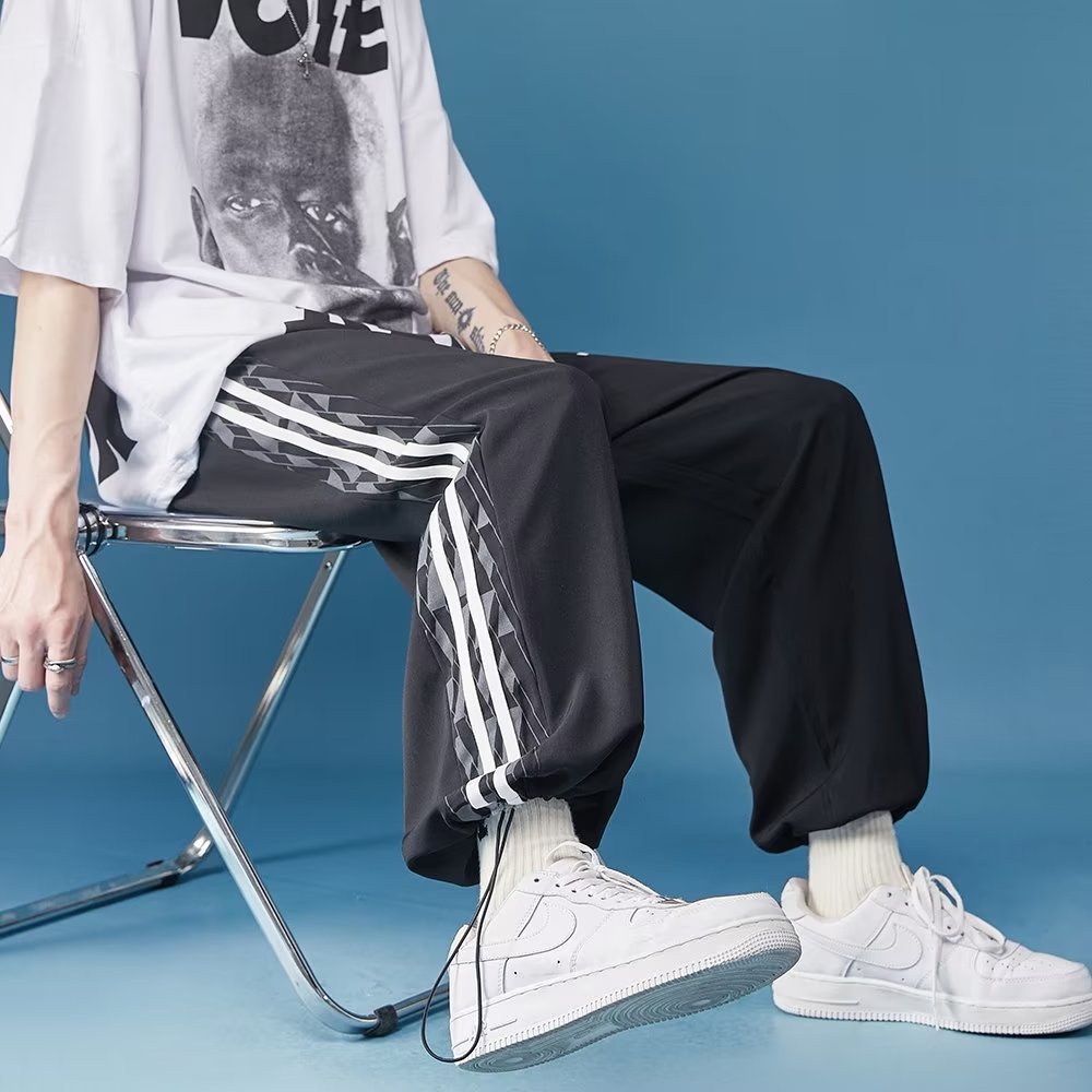 Quần harem Lưng Thun Co Giãn Dáng Rộng Viền Sọc Bên Hông Thoải Mái Phong Cách Hip Hop Đường Phố Cho Nam Cỡ Lớn M-3XL