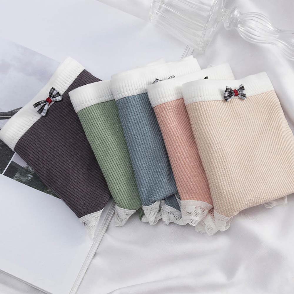 Quần Lót Cotton Không Đường May Viền Ren Dễ Thương Nhiều Màu Phong Cách Hàn Quốc Cho Nữ