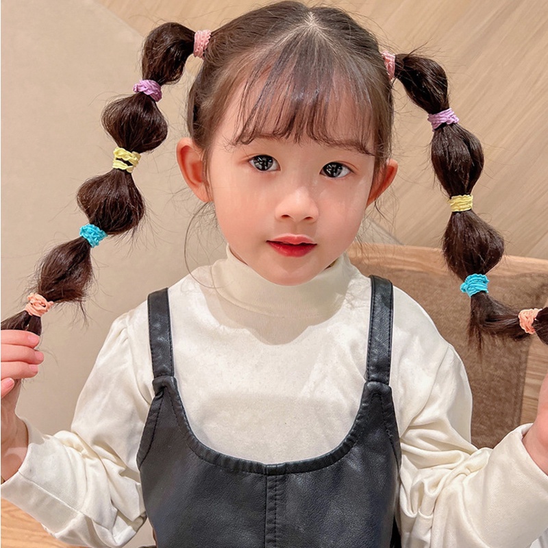 Dây Buộc Tóc Cao Su Mềm Co Giãn Màu Trơn Không Đau Thời Trang Cho Bé