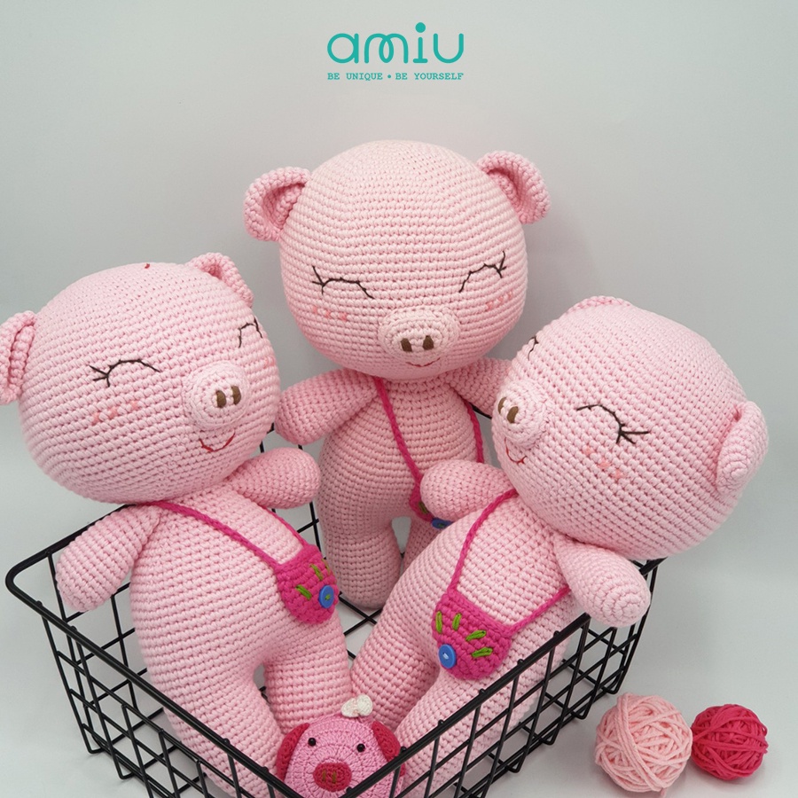 Gấu bông móc len Amigurumi cao cấp - Heo Piggie - SP000127
