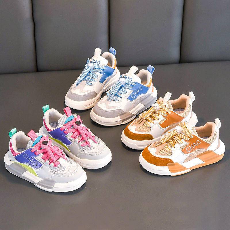 [Hàng Mới Về] Giày Thể Thao Thoáng Khí Đế Mềm Thoáng Khí Có Dây Buộc Phong Cách Xuân Thu Cho Bé Gái