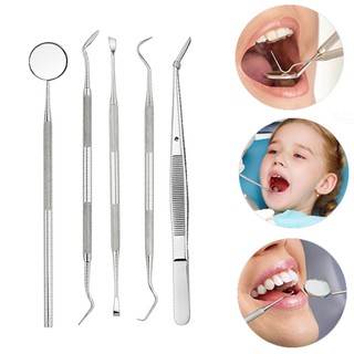 ❀ Dduup DD❀ Set 5 dụng cụ nha khoa bằng thép không gỉ