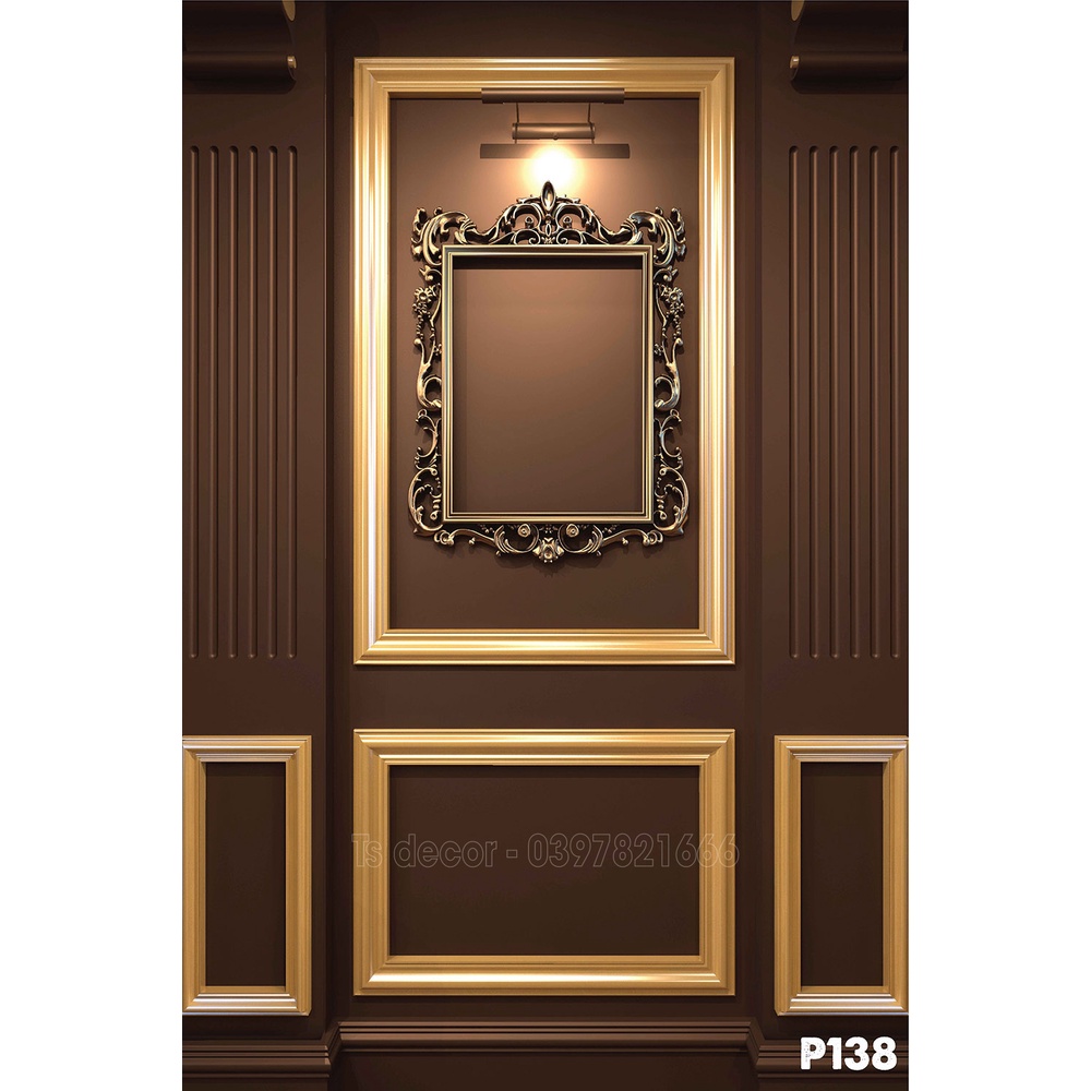 Phông Nền Chụp Ảnh Livestream Phào Chỉ Tân Cổ Điển Sang Trọng Màu Đen Nâu Đỏ 3D 5D