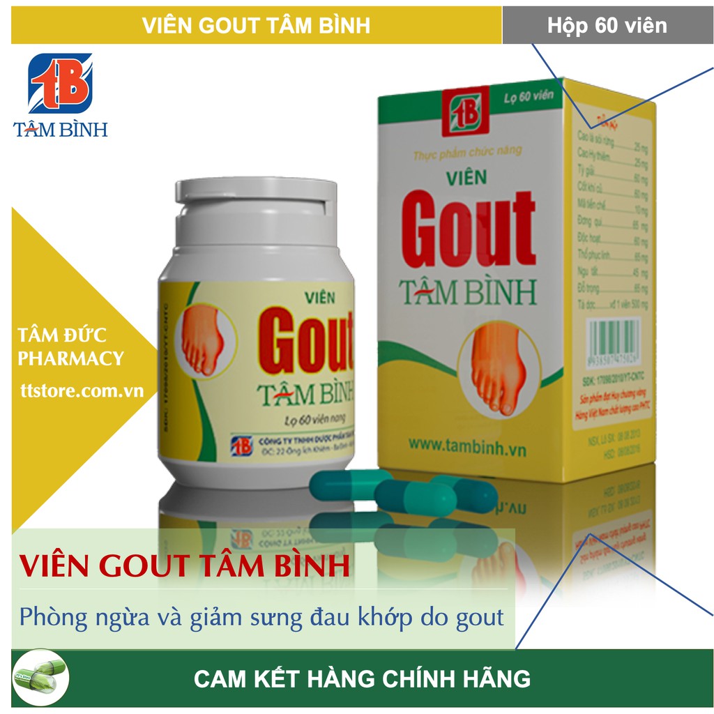 Viên Gout Tâm Bình [Hộp 60 viên] - Gút, acid uric