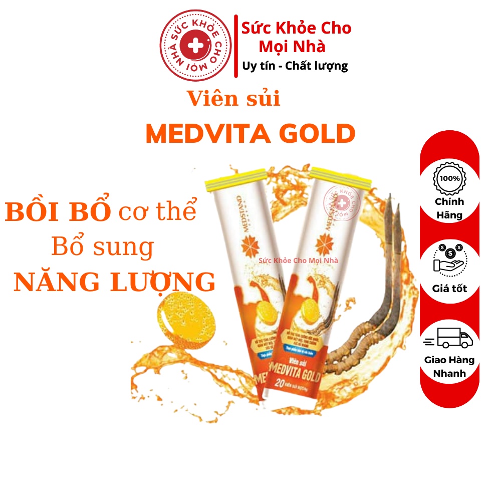 Medvita Gold.Viên sủi đông trùng hạ thảo bổ sung vitamin cho cơ thể tăng sức đề kháng mát gan giải độc tuýp 20viên