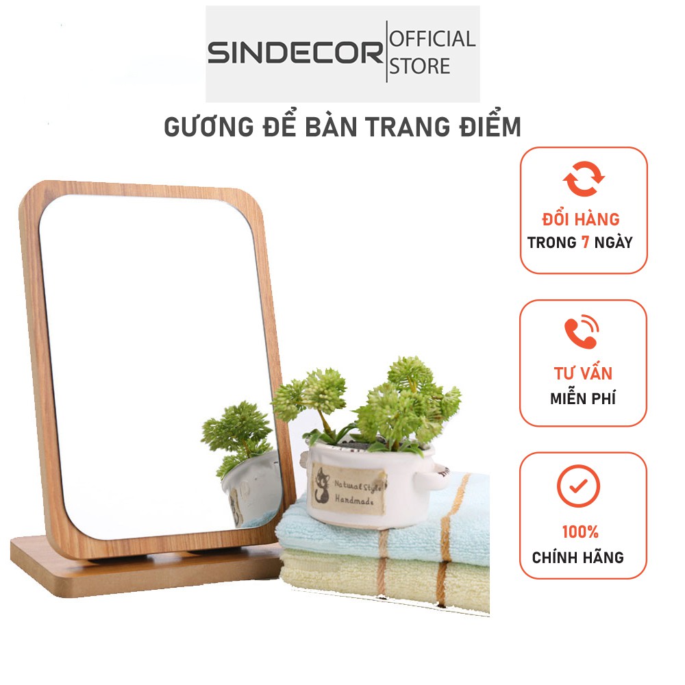 Gương Soi Trang Điểm Gỗ Để Bàn - Gương để bàn- SN03 - Sindecor