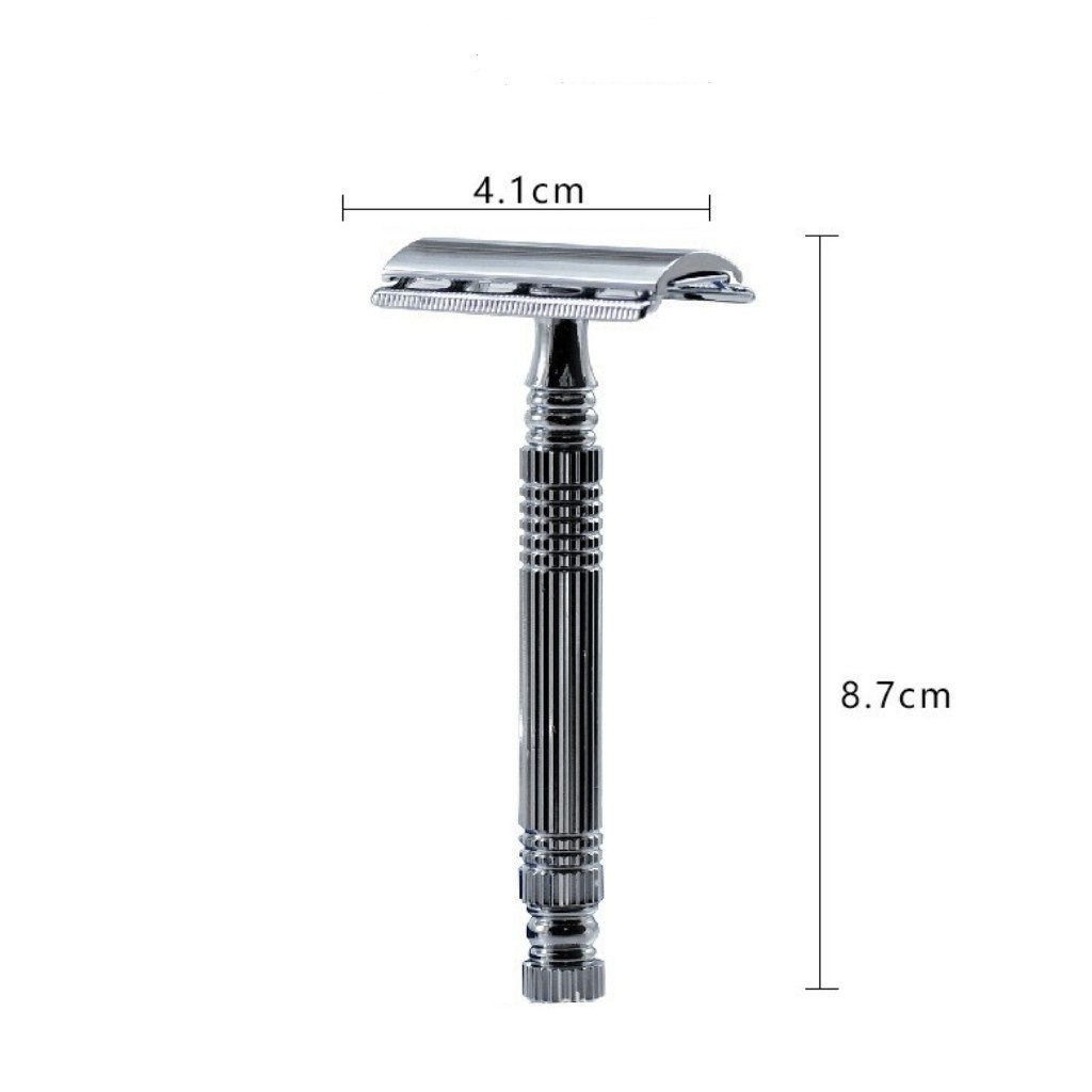 Dao cạo râu cán tháo rời INOX cạo 2 mặt thay thế lưỡi cạo tiện lợi, Tặng kèm 10 lưỡi dao Dorco 2 lưỡi Cực Hot