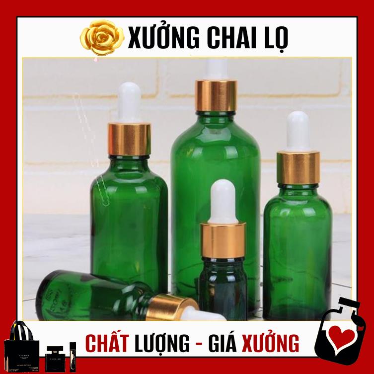 Lọ Chiết Serum ❤ TOP GIÁ RẺ ❤ [15ml/20ml] Lọ đựng tinh dầu Xanh lá chiết serum Khoen Vàng/Đen/Bạc, phụ kiện du lịch