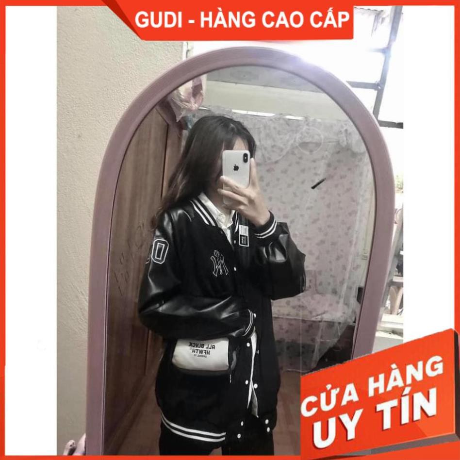 Áo Khoác Bomber 03 Tay Phối Da Unisex, Dáng Thể Thao Đen Cổ Viền Nỉ Nam Nữ | BigBuy360 - bigbuy360.vn
