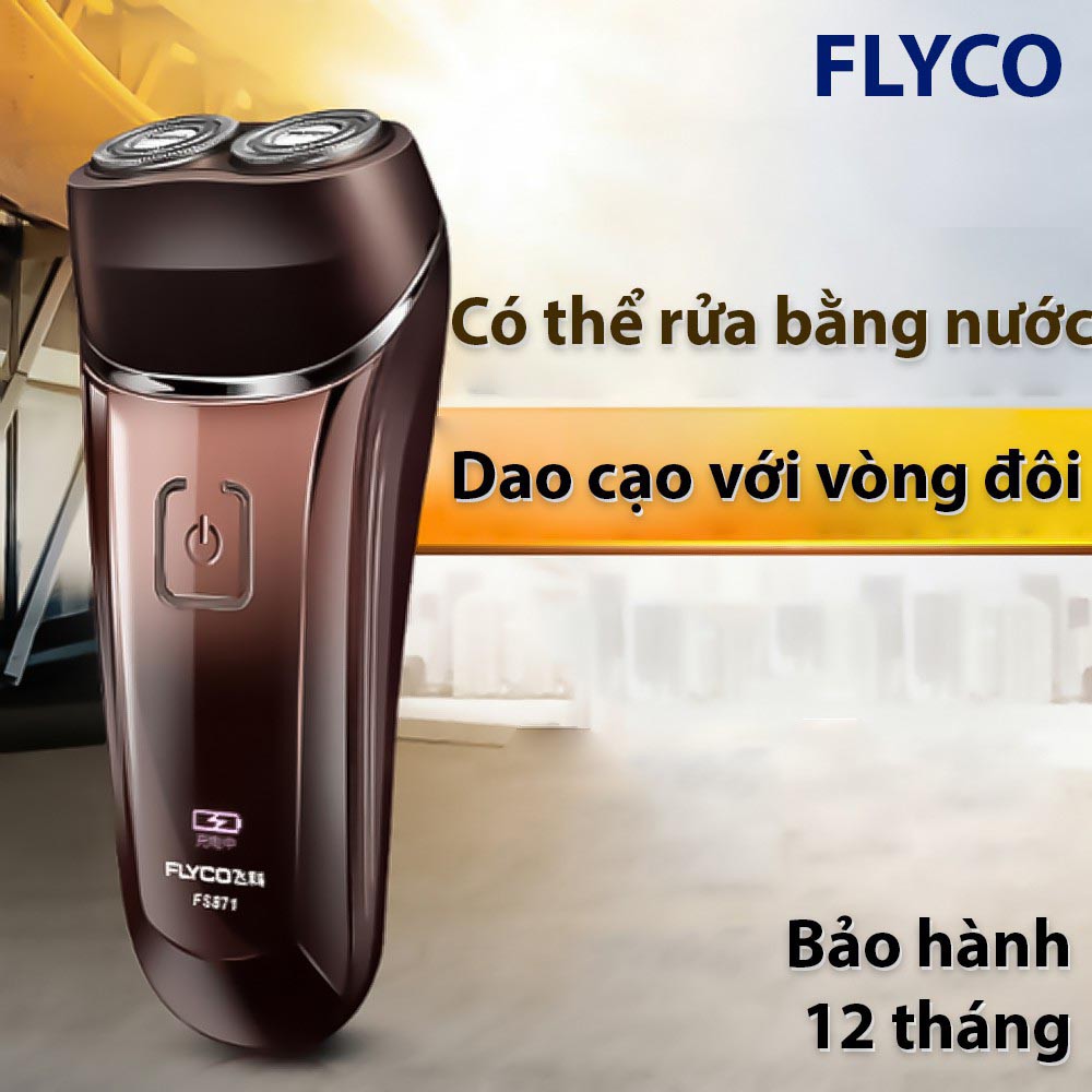 Máy cạo râu Flyco cao cấp FS871 thiết kế 2 lưỡi, chống nước - Pin sạc 8h dùng cho 30 ngày