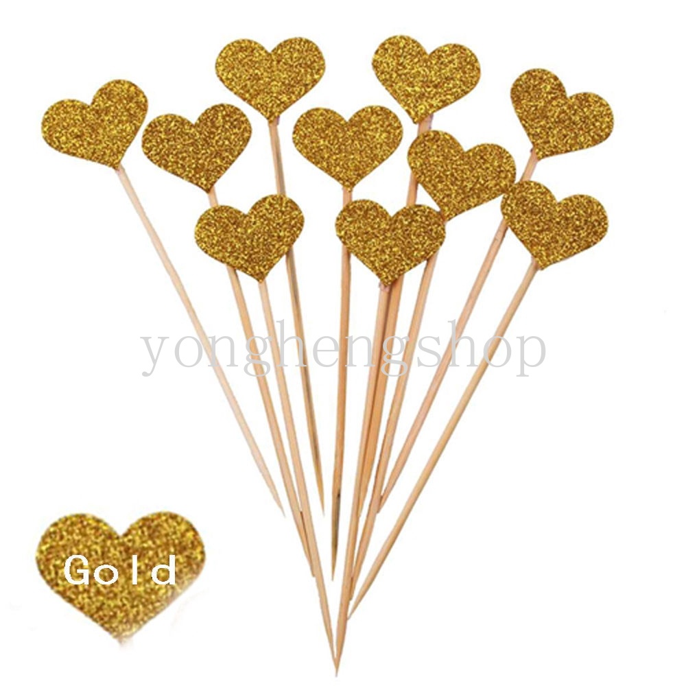 Set 10 Que Cắm Trang Trí Bánh Hình Trái Tim Xinh Xắn