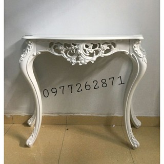 BÀN BÁN NGUYỆT BÀN TRANG TRÍ TÂN CỔ ĐIỂN MÀU TRẮNG