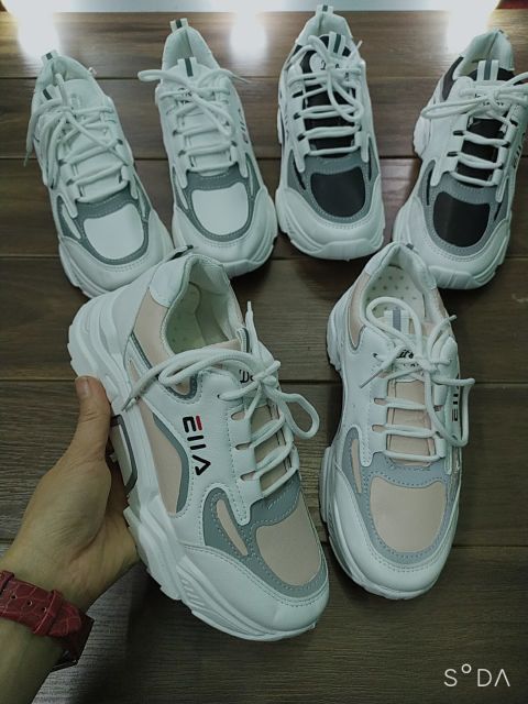 Giầy nữ giày sneaker có viền dạ quang màu đen, trắng, hồng giầy đế cao 5cm mã T177 | BigBuy360 - bigbuy360.vn