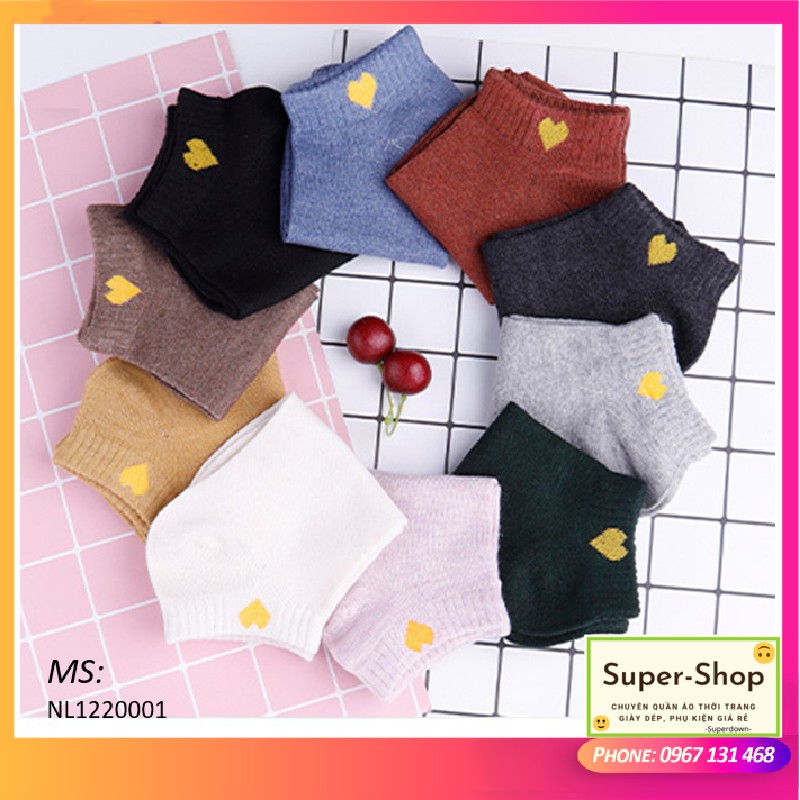 Tất (vớ) nam/nữ cổ ngắn cao cấp đẹp Cotton kiểu dáng thể thao màu đồng nhất [Super-Shop] NL1220001