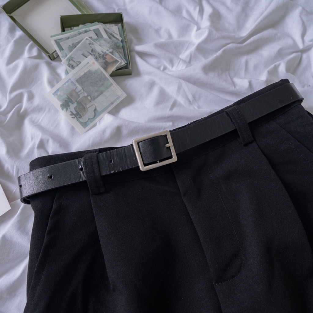 LEEVA - Quần short kèm belt/ Short tây nữ cạp cao ống suông + Tặng kèm thắt lưng S011