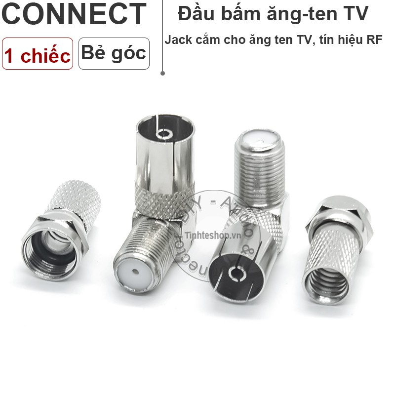 1 chiếc - Đầu cắm jack cắm TV Đầu DVB cổng cái bẻ góc kèm chuôi vặn - Jack 9.5mm cho TV Đầu DVB cổng cái