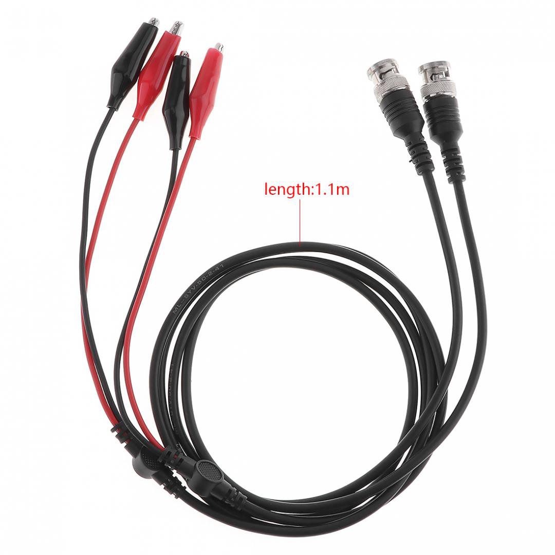 2pcs/lot BNC Q9 Male Plug To 35mm Dual Alligator Clip Oscilloscope Test Probe Lead  Cable Oscilloscope Measurement Accessory