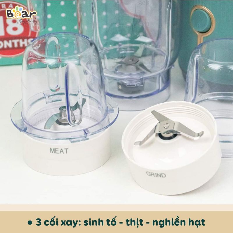 [Mã ELHA22 giảm 6% đơn 300K] MÁY XAY ĐA NĂNG 3 CỐI BEAR , BẢN QUỐC TẾ, BH 18 THÁNG