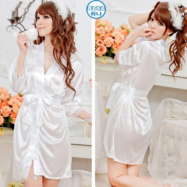 Áo choàng ngủ lụa satin cao cấp sexy gợi cảm tặng quần chip chữ T cùng màu