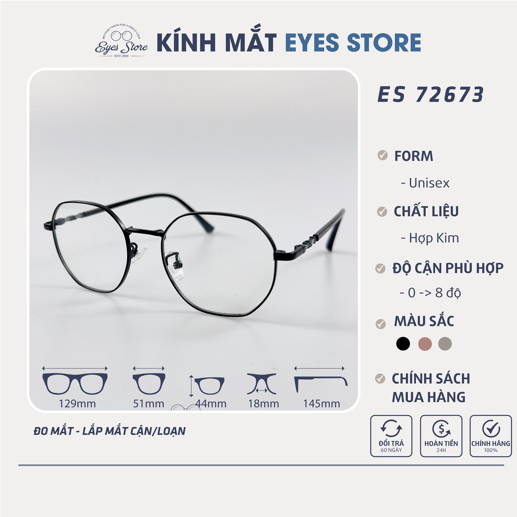 Gọng Kính Cận Nam Nữ EYESSTORE 72673 - Hợp Kim