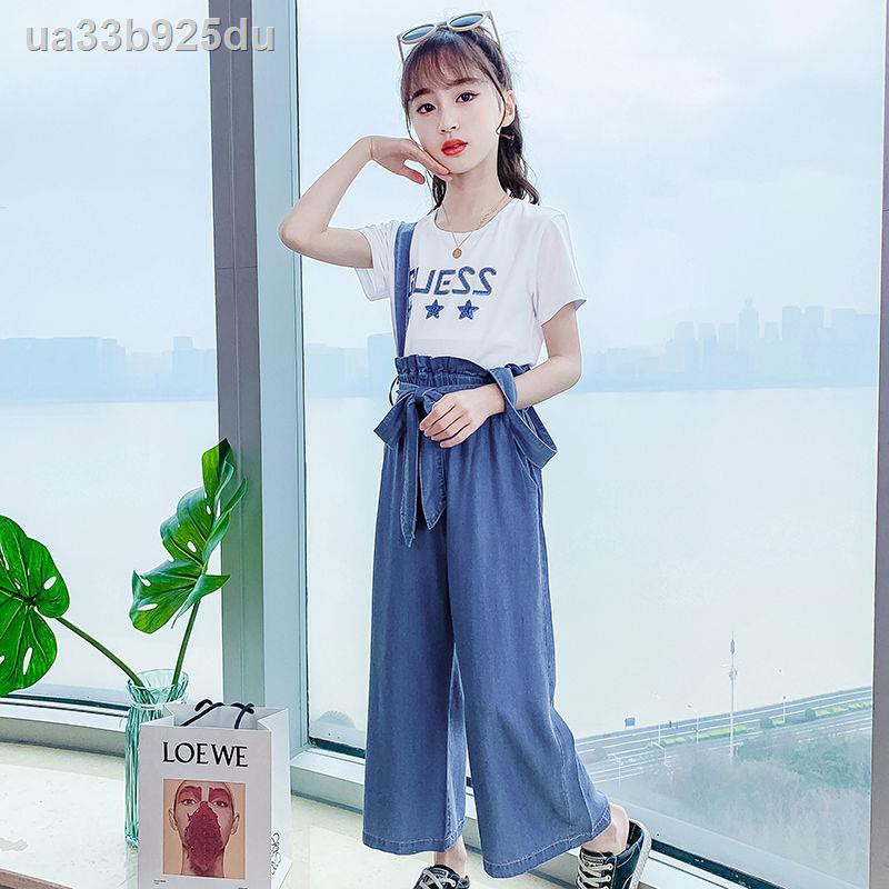 váy dàiquần gái▥> Các bạn nữ  quần yếm denim ống rộng mỏng vừa và lớn Boy girl kiểu tây phù hợp với xu hướng áo