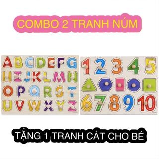 COMBO BẢNG CHỮ CÁI + BẢNG SỐ HÌNH KHỐI GỖ