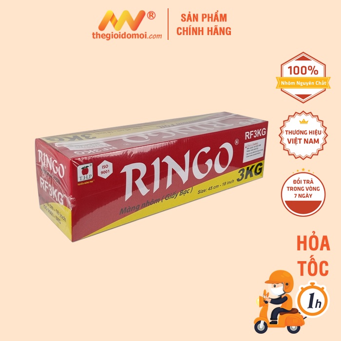 Giấy Bạc Nướng RINGO cao cấp - Màng Nhôm Nướng Cuộn Lớn 3kg Nướng Thực Phẩm, Giữ Nhiệt, Bánh, BBQ,Cá,nồi chiên không dầu