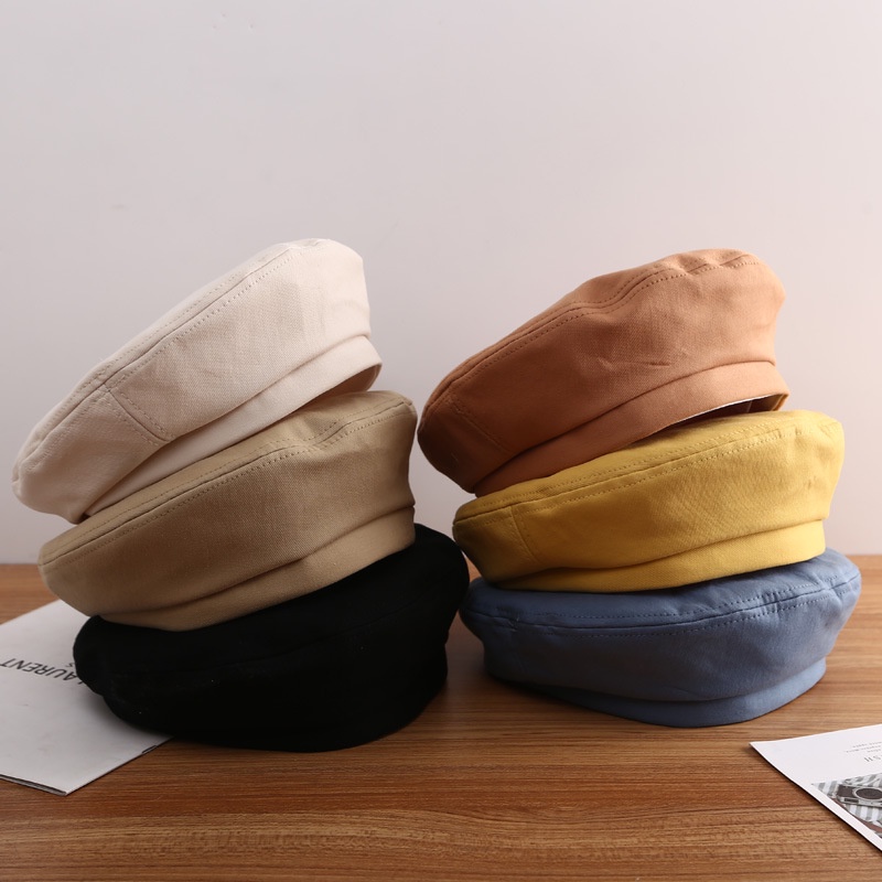 Mũ nồi vải cotton màu trơn phong cách vintage thời trang cho nữ