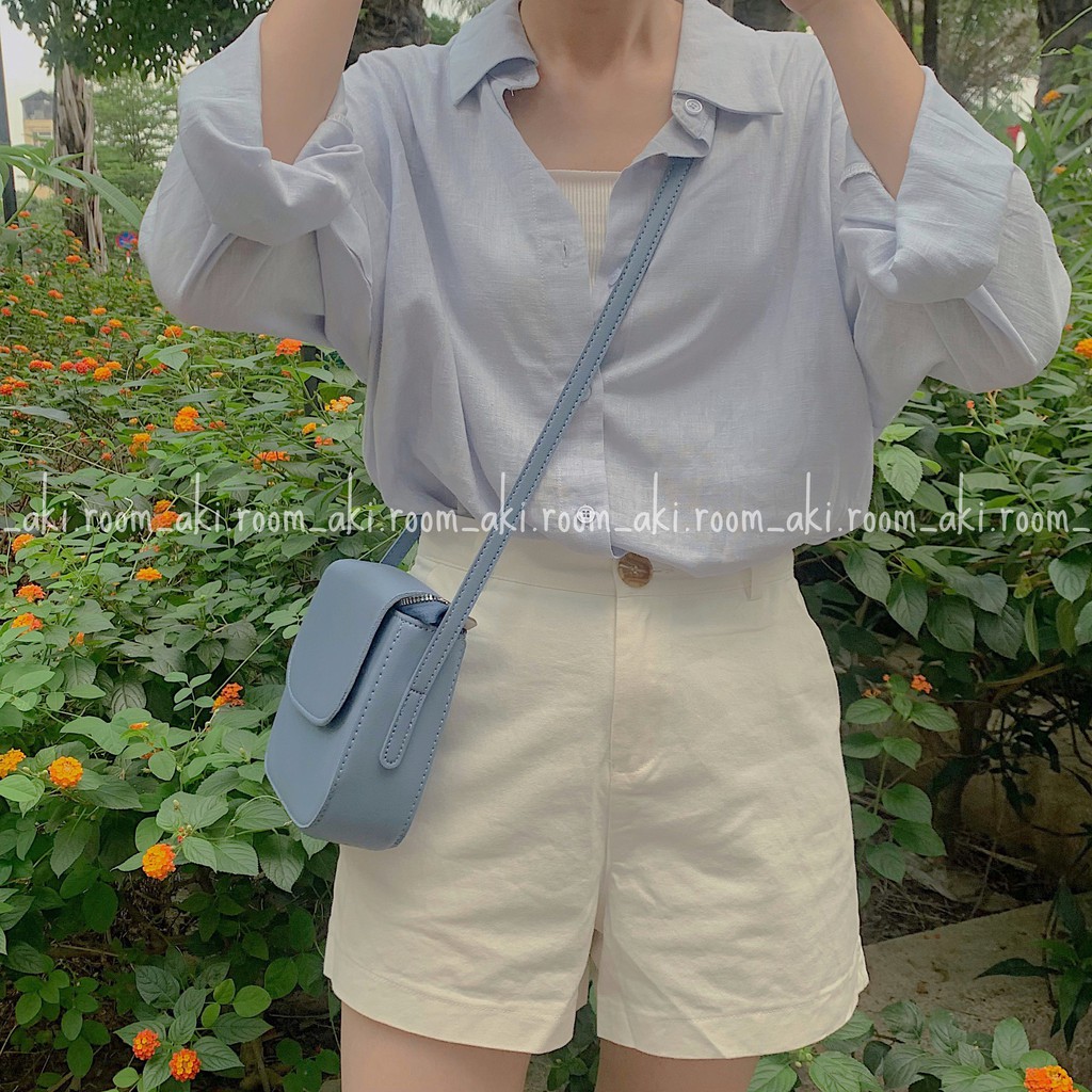 Áo sơ mi linen trơn dài tay