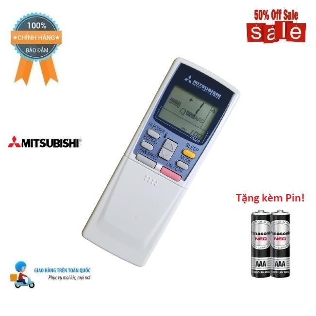 Remote Điều khiển điều hòa Mitsubishi 1&amp;2 chiều Inverter- Hàng chính hãng theo máy 100% Tặng kèm Pin