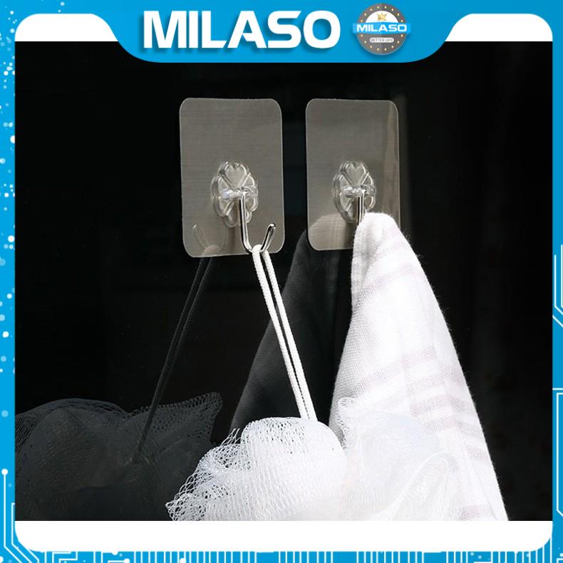 Móc dán tường MILASO 4 móc treo dán tường trong suốt dính tường siêu chắc HG-001170