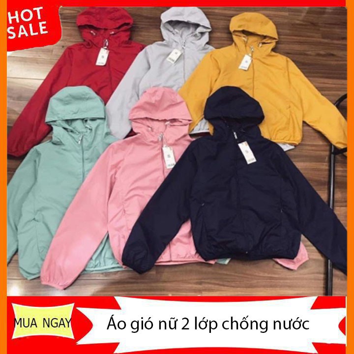 Áo Gió Nữ 2 Lớp, Lót Lưới, Mũ Tháo Rời, Chống Nước Chống Gió Cực Tốt Cho Mùa Thu Đông G-N