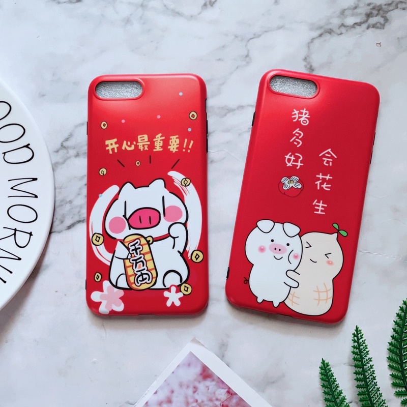 Ốp Lưng iphone 7Plus/8Plus Hình Heo Tết Viền Nhựa Dẻo