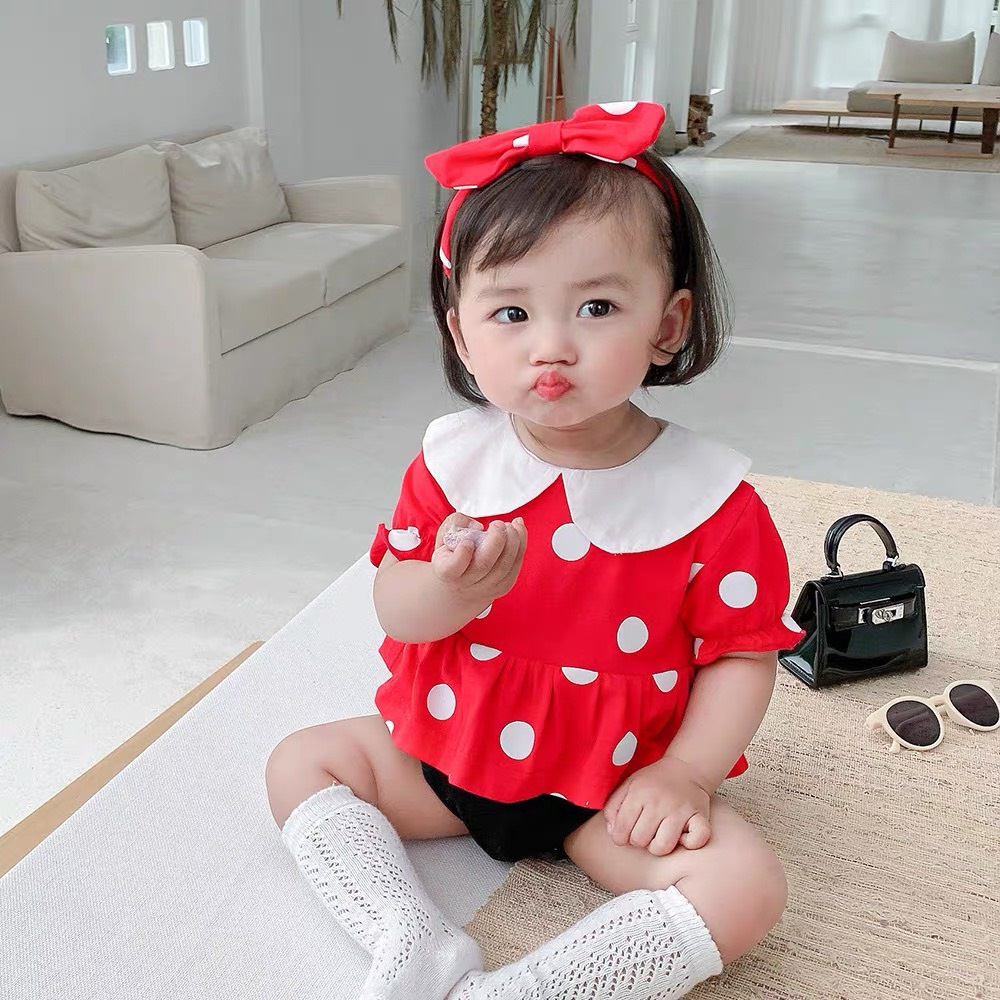 Set đồ váy yếm bé gái chuột MicKey dễ thương, hàng quảng châu cao cấp