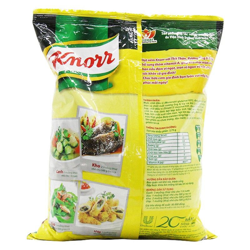 Hạt nêm knorr thịt thăn, xương ống, tủy gói 1,2kg date 3/2022