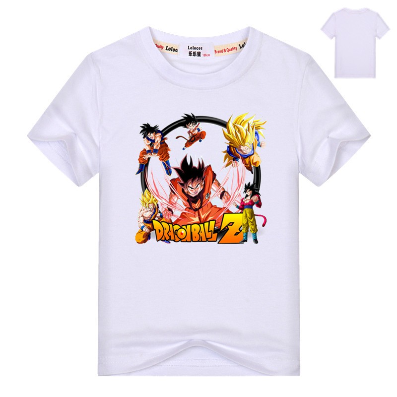 Áo thun cotton tay ngắn in hình Dragon Ball thời trang mùa hè cho bé trai