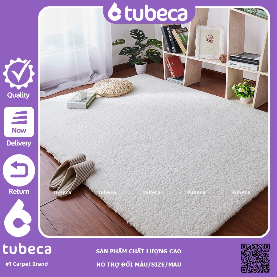 Thảm Trải Sàn Phòng Khách Lông Cừu Màu Trắng  Thảm Cao Cấp  Dày Dặn  Cực Êm  Size 1m6 x 1m