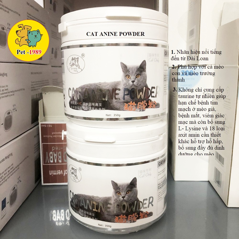 CAT ANINE POWDER FRIENDBABY 350g cung cấp Taurine, L-lysine, vitamin, axit amin hỗ trợ hô hấp, tăng sức đề kháng cho mèo