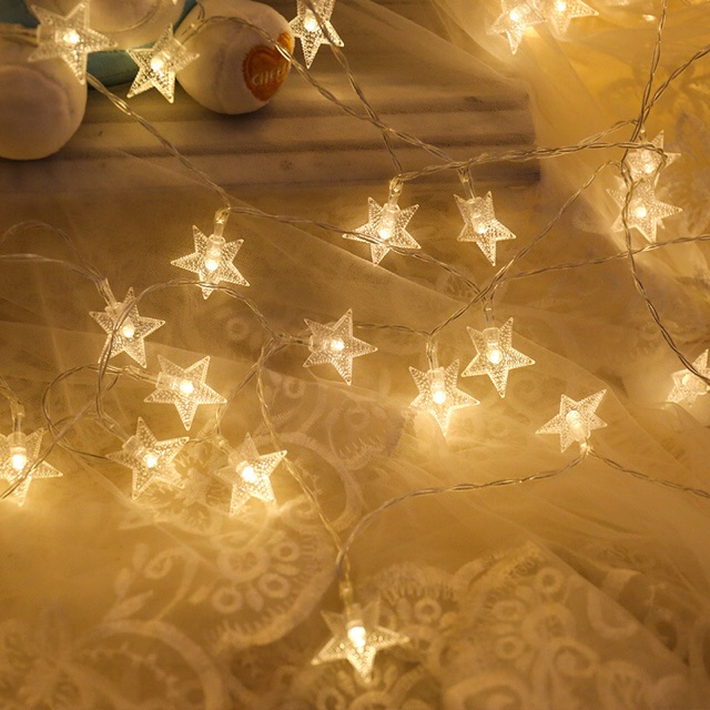 Dây Đèn Led Hình Ngôi Sao Trang Trí Nhà Cửa Dùng Pin Aa
