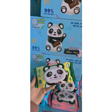 Khăn ướt Phú Đạt 120 tờ mềm mại mịn màng bao bì hình gấu trúc, Khăn giấy ướt không chứa cồn không mẫn cảm với da