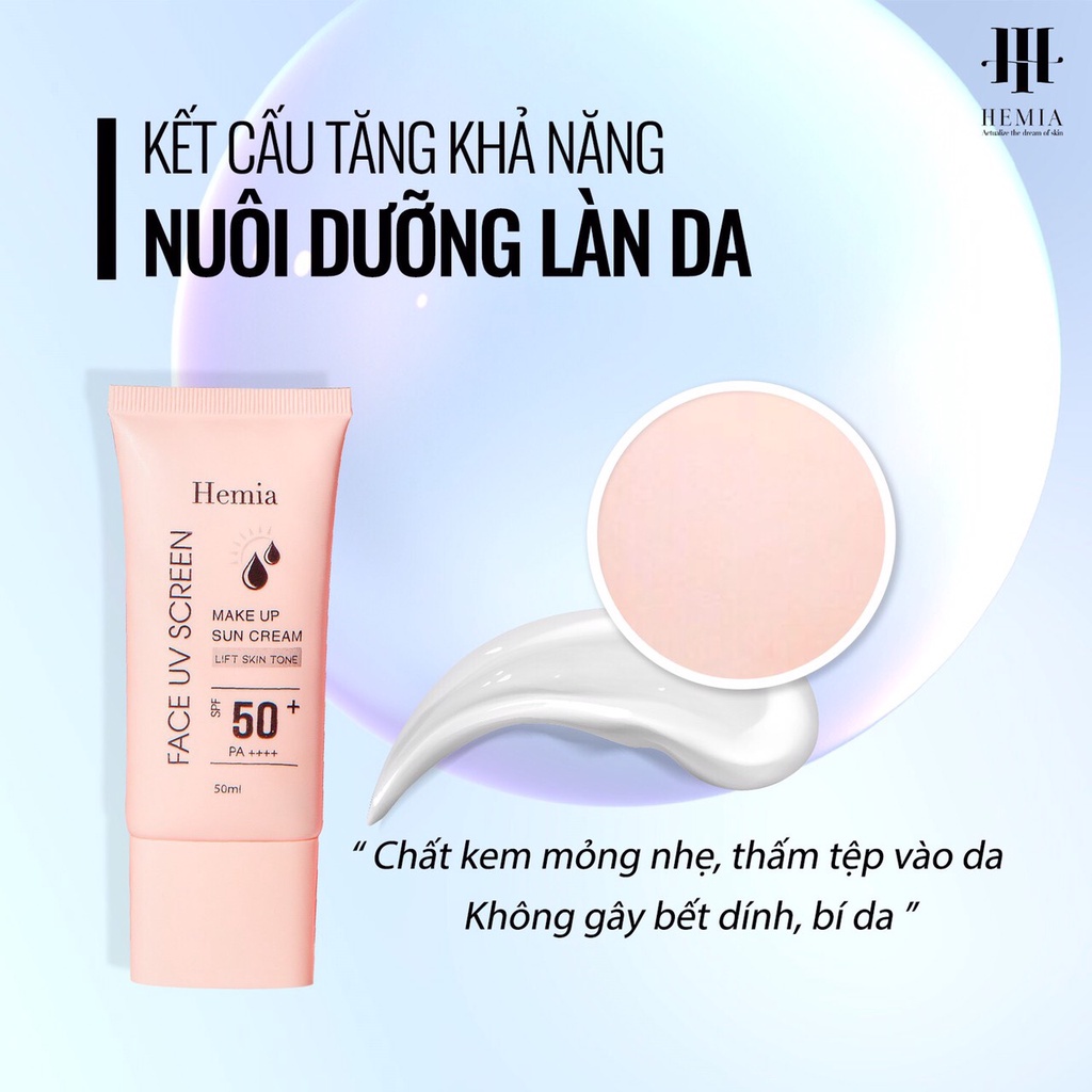 Kem chống nắng Hemia Hàn Quốc dành cho mặt - Dưỡng trắng, kiềm dầu, chống lão hóa bảo vệ da, make up nâng tone da | BigBuy360 - bigbuy360.vn