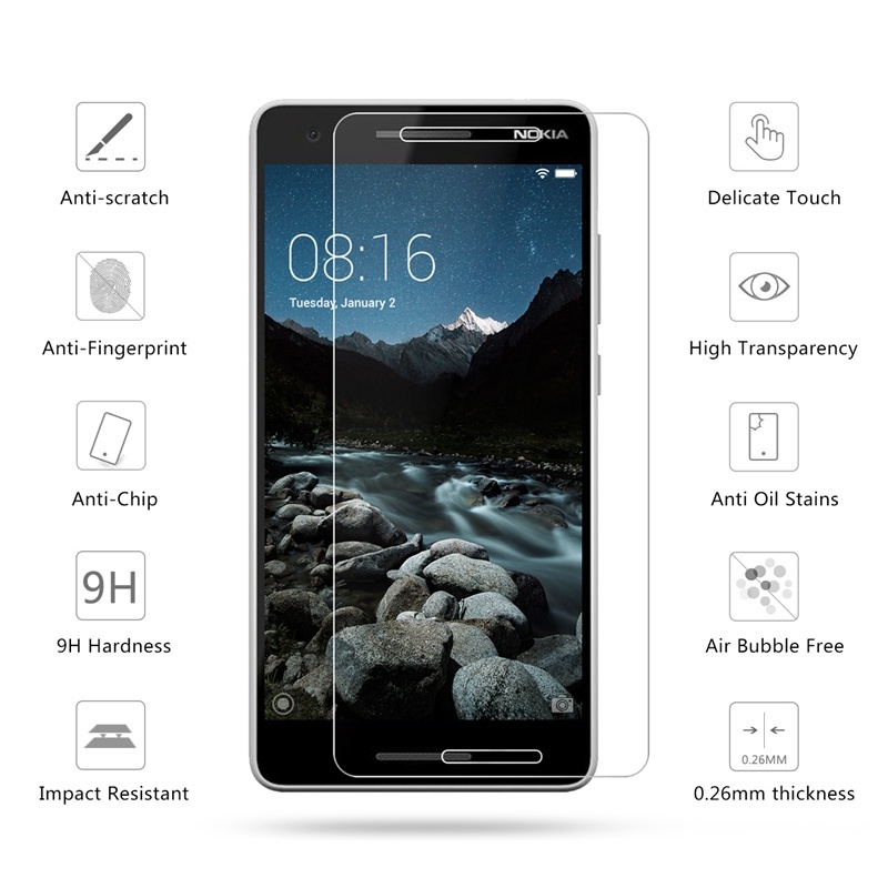 [Ảnh Thật] Kính CL NOKIA 2.1 màn 5.5&quot; Cường Lực mài cạnh 2.5D 9H-0.26mm