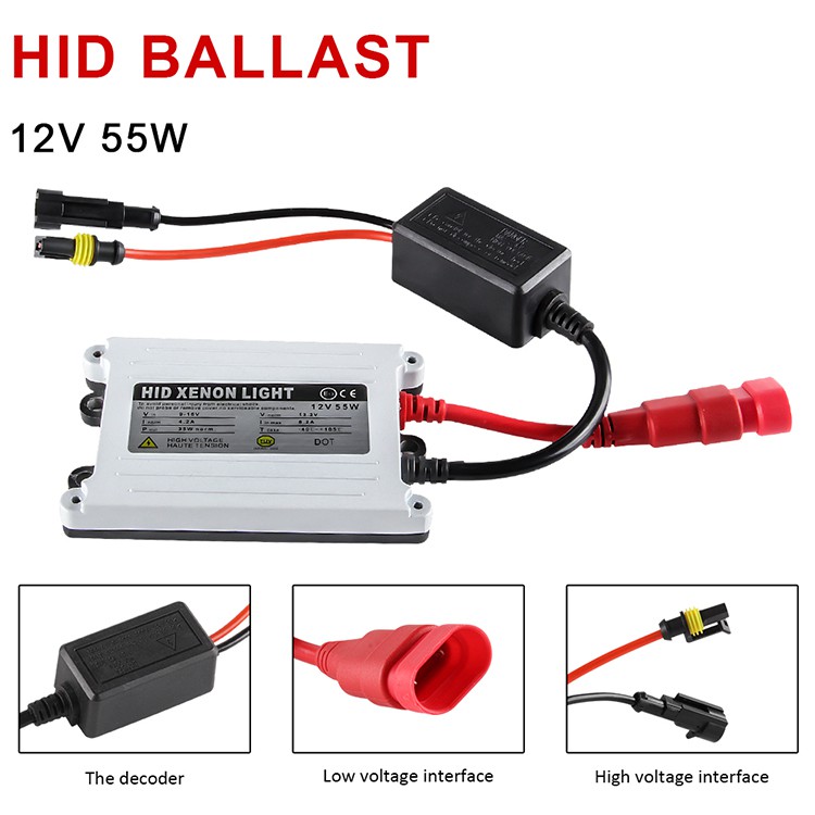 Bộ Ballast mỏng Xenon H7 55W HID Bóng đèn pha Xenon 12V H1 H3 H4 H8 H11 HB3 HB4 3000k 4300k 6000k 8000k Thay bóng đèn Halogen