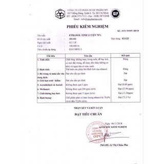 ETHANOL TINH LUYỆN 70 ĐỘ