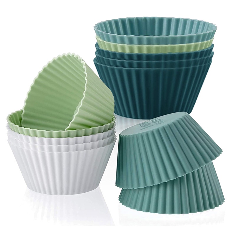 Set 12 khuôn Houseeker bằng silicon hình tròn giúp làm bánh muffin cupcake thủ công