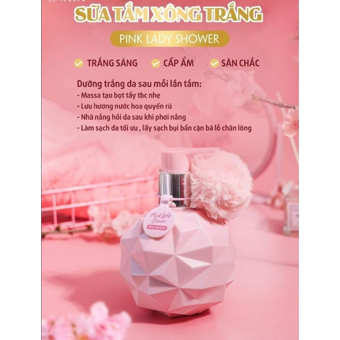 Sữa tắm xông trắng Pink Lady hương nước hoa dưỡng trắng da màu hồng Zoha