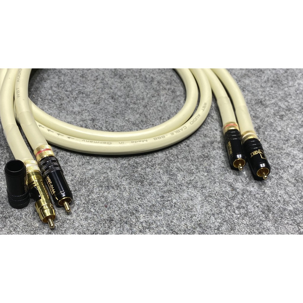 Dây loa WBT 888 Made In Germany, dài 1m. Đầu cắm mạ gold xoay khóa, Chất âm ngọt ngào, nghe hay đều 3 dải