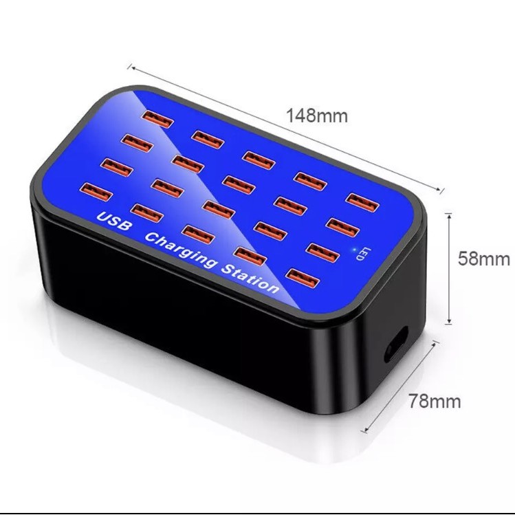 Ổ cắm USB 20 Cổng Sạc Để Bàn 100W  Đế Sạc Adapter
